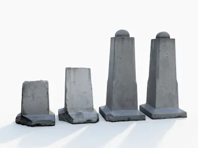 Street concrete barrier Low-poly 3D model