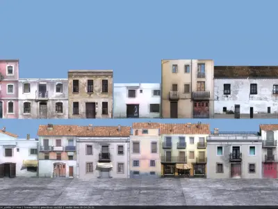 village buildings facade 3D model