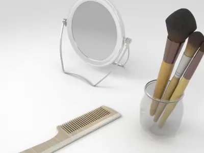 Mirror Comb and Brushes 3D model