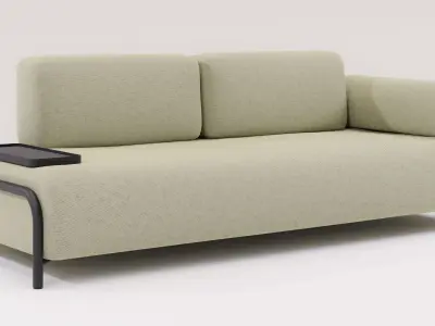 Compo 3D Model sofa with two armrests and coffee table Free 3D model
