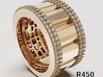 Ribbed Halo Gold Ring 3D print model