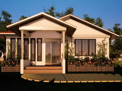 Small House with interior partitions Low-poly 3D model