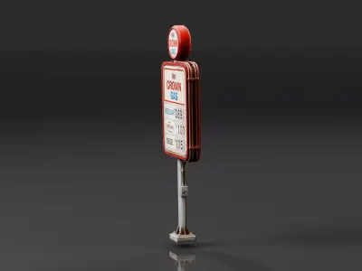 Vintage Gas Station Price Sign Low-poly 3D model