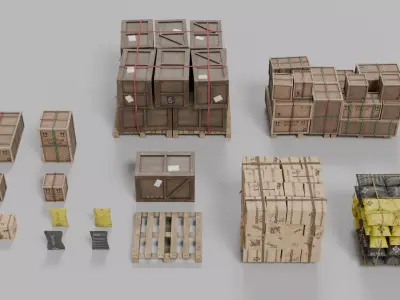 Supply and Environment Props Kit Low-poly 3D model