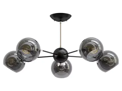 lagos-a2708pl-5bk five light chandelier with glass globes 3D model