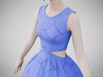 Dress 32 Very Light Blue With Design Low-poly 3D model
