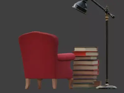 Tiny Library Corner 3D Model v02 Low-poly 3D model