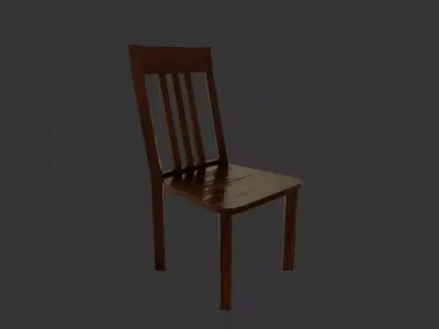 Old Wooden Chair PBR Low-poly 3D model