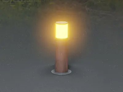 Wooden Light-Column 9 - Low-Poly Street-Light Set-9  Low-poly 3D model