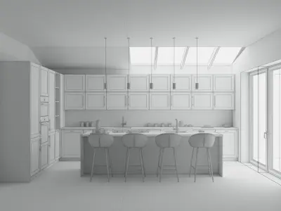 Modern Kitchen Island - Classic Contemporary  3D model