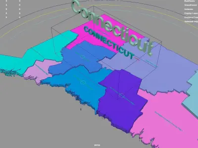 Connecticut  United States USA map region 3D model geography 3D model