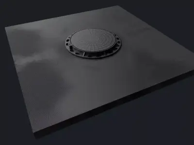 Manhole plate with hole in it Free low-poly 3D model