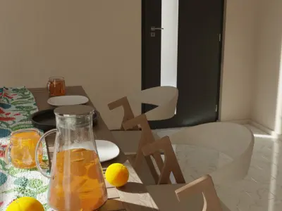 Modern Kitchen Render - Light Wood and Neutral Tones Free 3D model