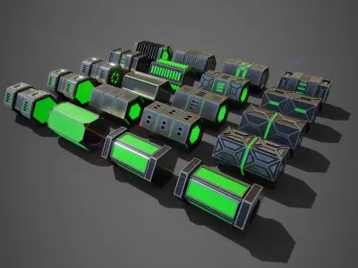 NGon Box Collection Metal Low-poly 3D model