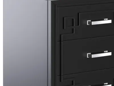 SAFAVIEH Raina Three Drawer Greek Key Night Stand Black 3D model