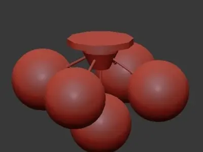 Untitled five light ceiling fixture with glass globes 3D model