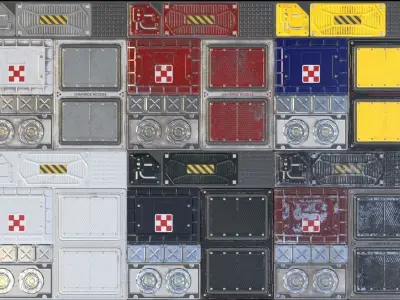 Scifi Wall Panel Texture Set 1 Low-poly 3D model