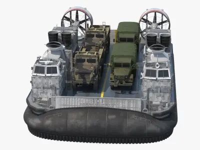 Landing Craft Hovercraft and Army Trucks 3D model