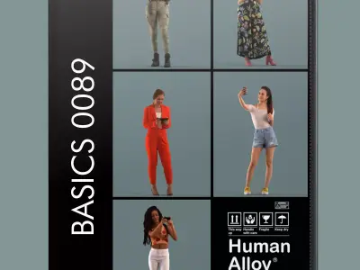 Set of 3D women on the phone 3D model