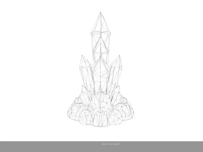 Low Poly Stylized Magic Crystal Cluster - Fantasy Ore Low-poly 3D model
