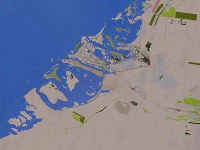 Abu Dhabi City UAE with Airport Low-poly 3D model