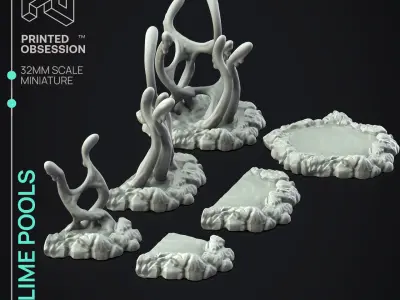 Slime Pools - Scatter Terrain -  PRESUPPORTED - 32mm scale 3D print model