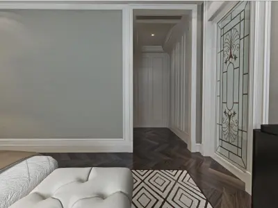 Modern European bedroom Vray 3Dmax model 3D model