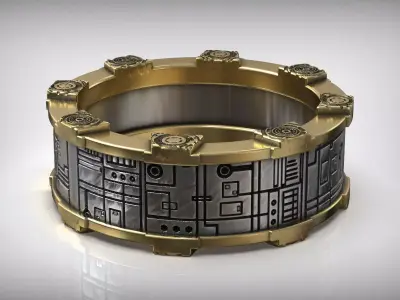 Cyber Punk Sci Fi Wedding Band 3D print model