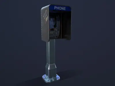 Payphone Game Ready pay phone Low-poly 3D model