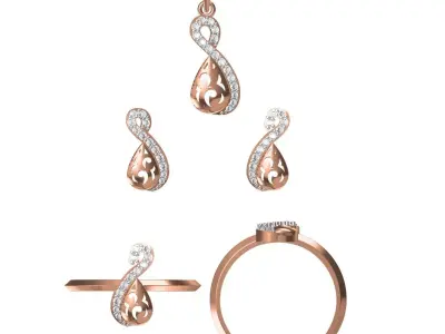 Light wt Ring Earrings Pendant set 3dm stl 1-render details 3D print model 7