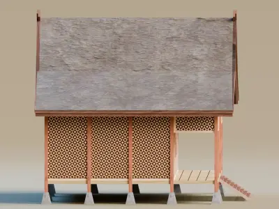 Traditional Houses - Rumah Sunda Capit Gunting Low-poly 3D model