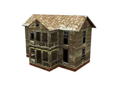 old house PBR texture Low-poly 3D model