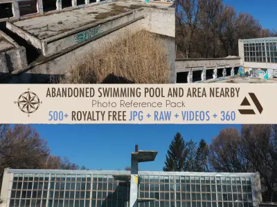 ABANDONED SWIMMING POOL AND AREA NEARBY and graffiti  Texture