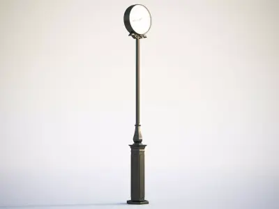 Street clock with a white dial 3D model