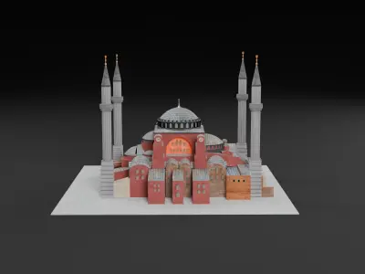 Low Poly Hagia Sophia Mosque - Ayasofya - Turkey Low-poly 3D model