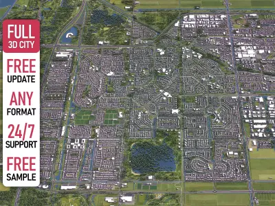 Haarlemmermeer - 3D City Model Low-poly 3D model