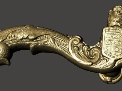 ancient door handle door latch door knob 3D model