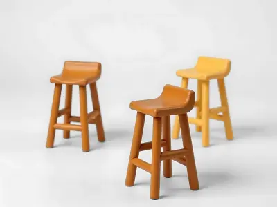 Bar Stool STL File - 3D Miniature Furniture Model 3D print model