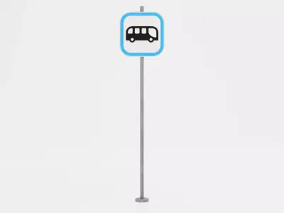 Bus Stop Sign Low-poly 3D model