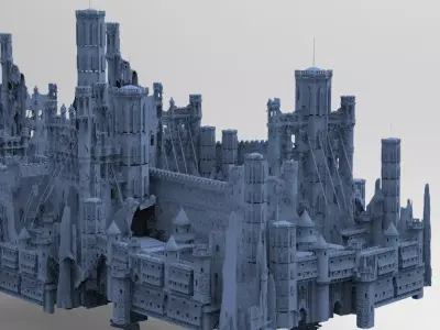 Medieval Fortress Ruins for games 3D model