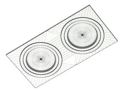 Double Black Halogen Light 3D Model 3D model