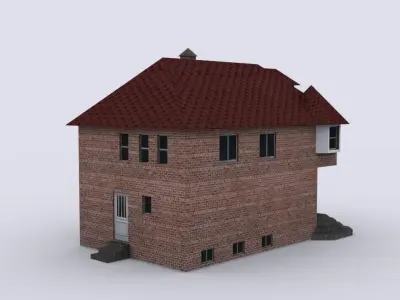 Brick house Low-poly 3D model