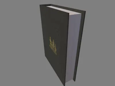 book 3d model low poly with gold lettering on cover Free low-poly 3D model
