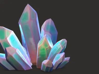 unreal minerals and crystals stylized for cartoon Low-poly 3D model