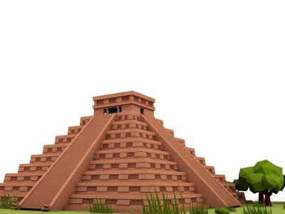 Cartoon Low Poly Chichen Itza 3D model