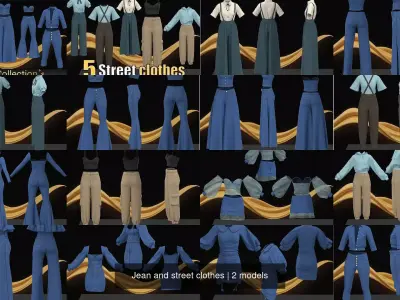 Jean and street clothes 3D Model Pack