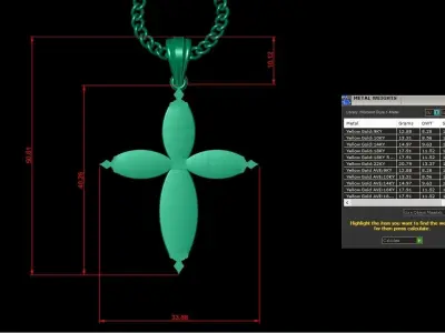 Light Gold 18K Cross Pendant 1CP053 3D print model