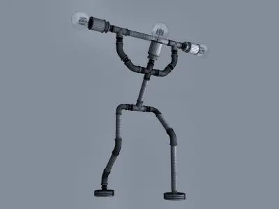 Pipe Lamp - Barbell Curl 3D model