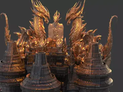 Floating Desert Dragon Throne platform 4  3D model