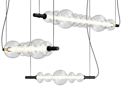 Bubbles pendant light with three glass balls hanging from it 3D model